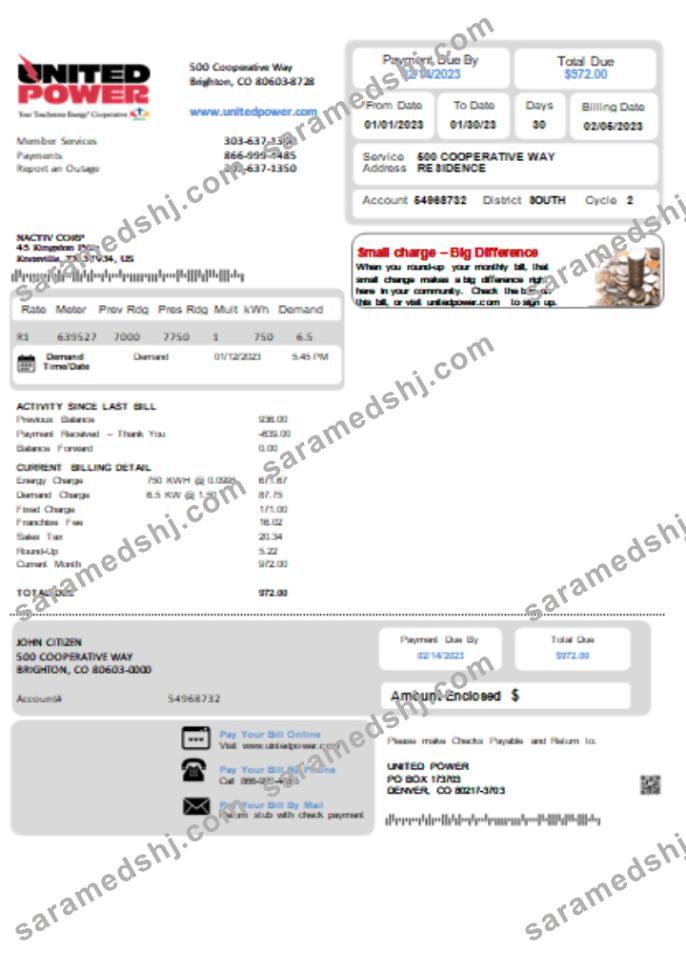 Colorado United Power utility business bill SCR